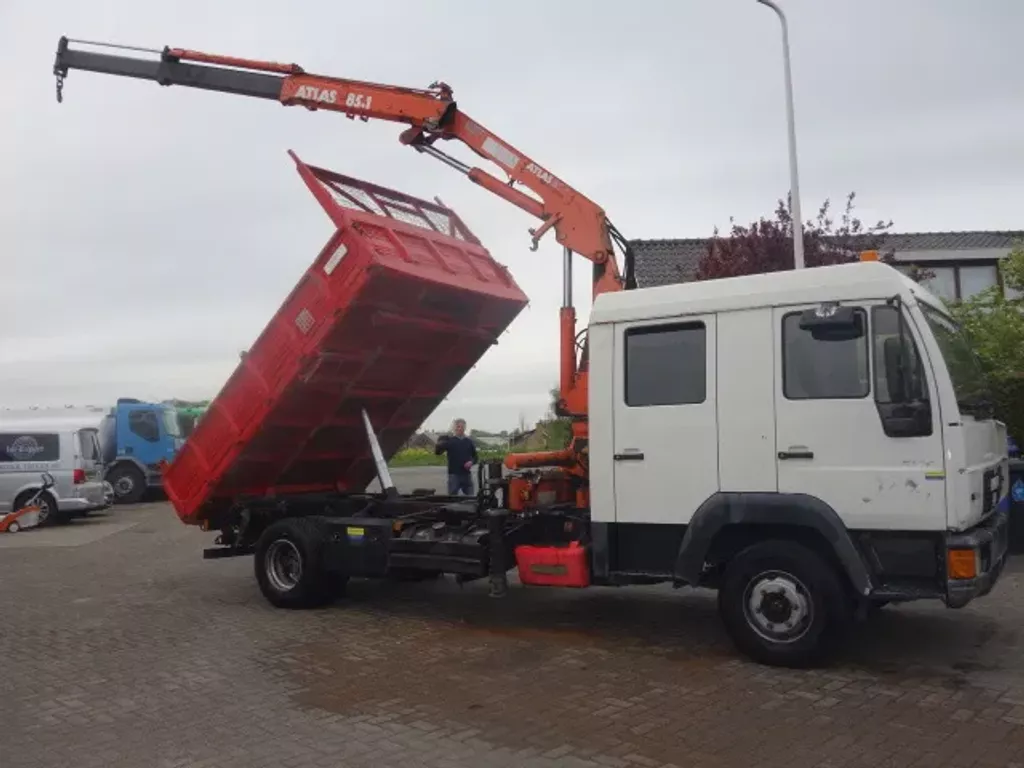 MAN 12.224 DC,8,5 TON ATLAS KRAAN,KIPPER,MANUAL POMP